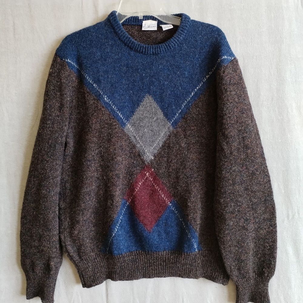 Vintage Maglificio Florence Mens Large Sweater Virgin Wool Italian Grandpa Cosby